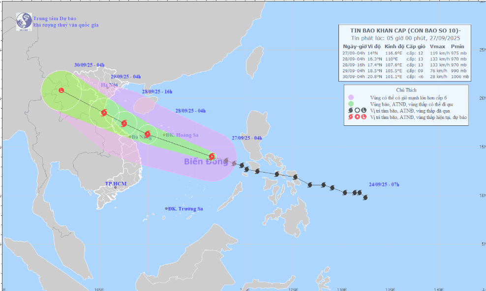 Bão số 10 di chuyển rất nhanh, cường độ mạnh, phạm vi ảnh hưởng rộng