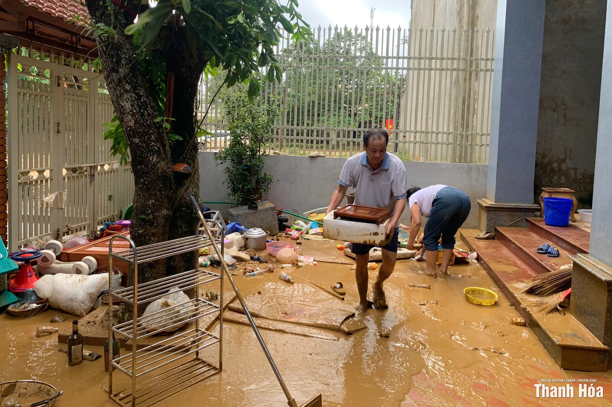 Nước lũ tại Ngọc Lặc đã rút