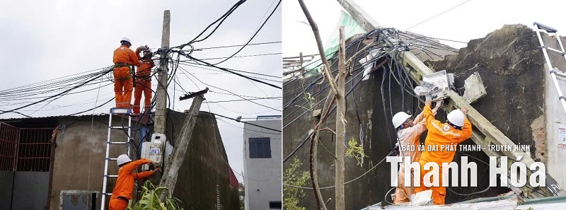 Động viên người lao động ngành Điện xứ Thanh tham gia khắc phục sự cố lưới điện sau bão lũ