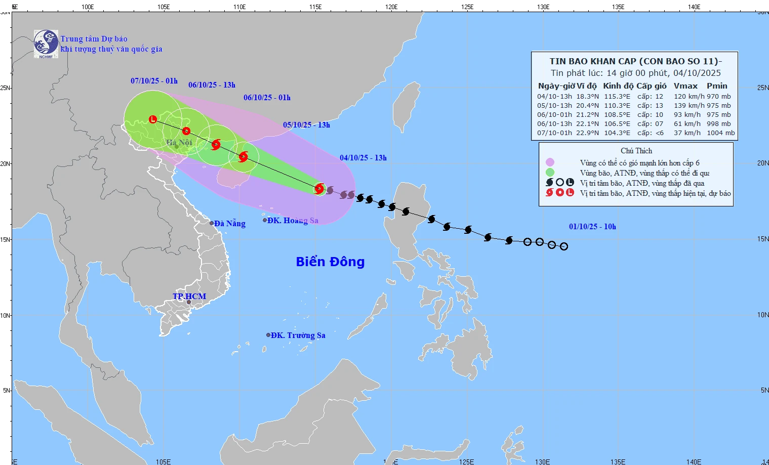 Bão số 11 khả năng lệch lên phía Bắc, đề phòng dông lốc trước bão
