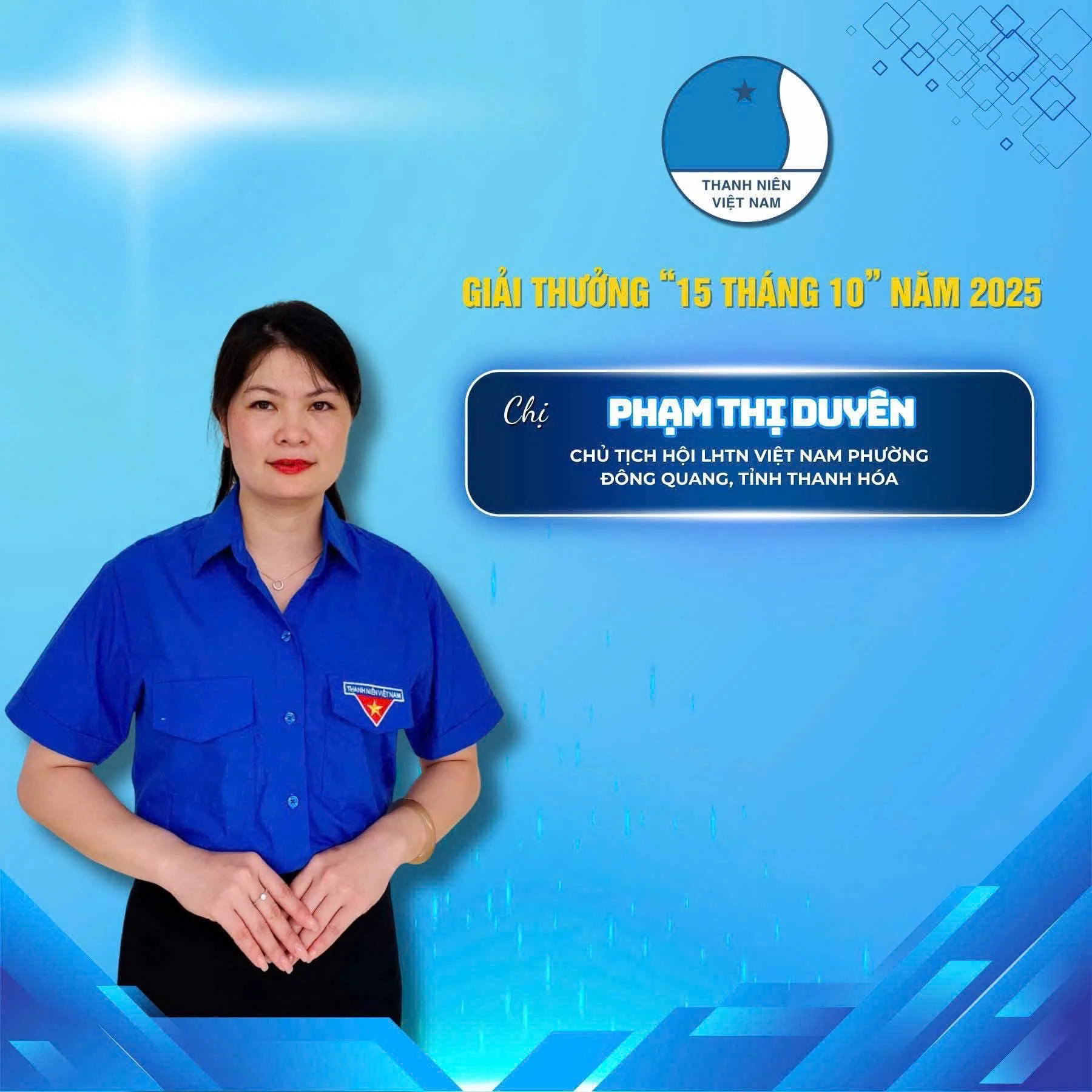 Thanh Hóa có 1 gương thanh niên tiêu biểu nhận giải thưởng “15 tháng 10”