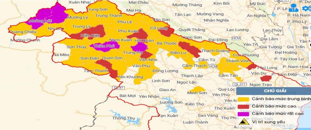 Cảnh báo lũ quét, sạt lở đất ở một số xã miền núi thuộc tỉnh Thanh Hóa