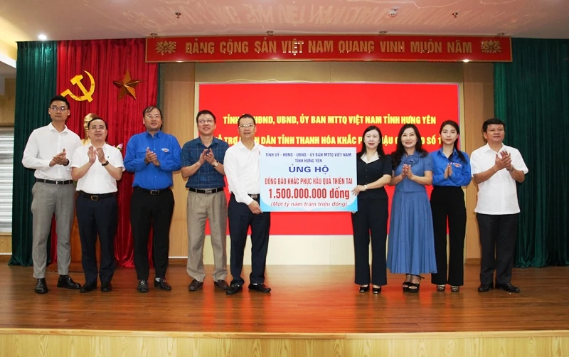 Tỉnh Hưng Yên hỗ trợ Nhân dân tỉnh Thanh Hóa 1,5 tỷ đồng khắc phục hậu quả bão số 10