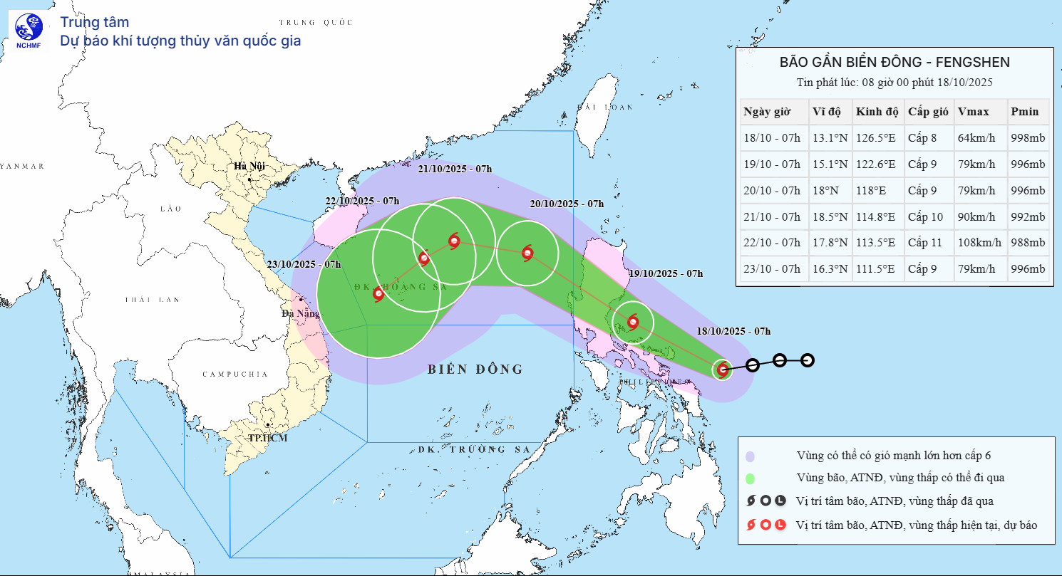 Bão Fengshen đã hình thành gần Biển Đông