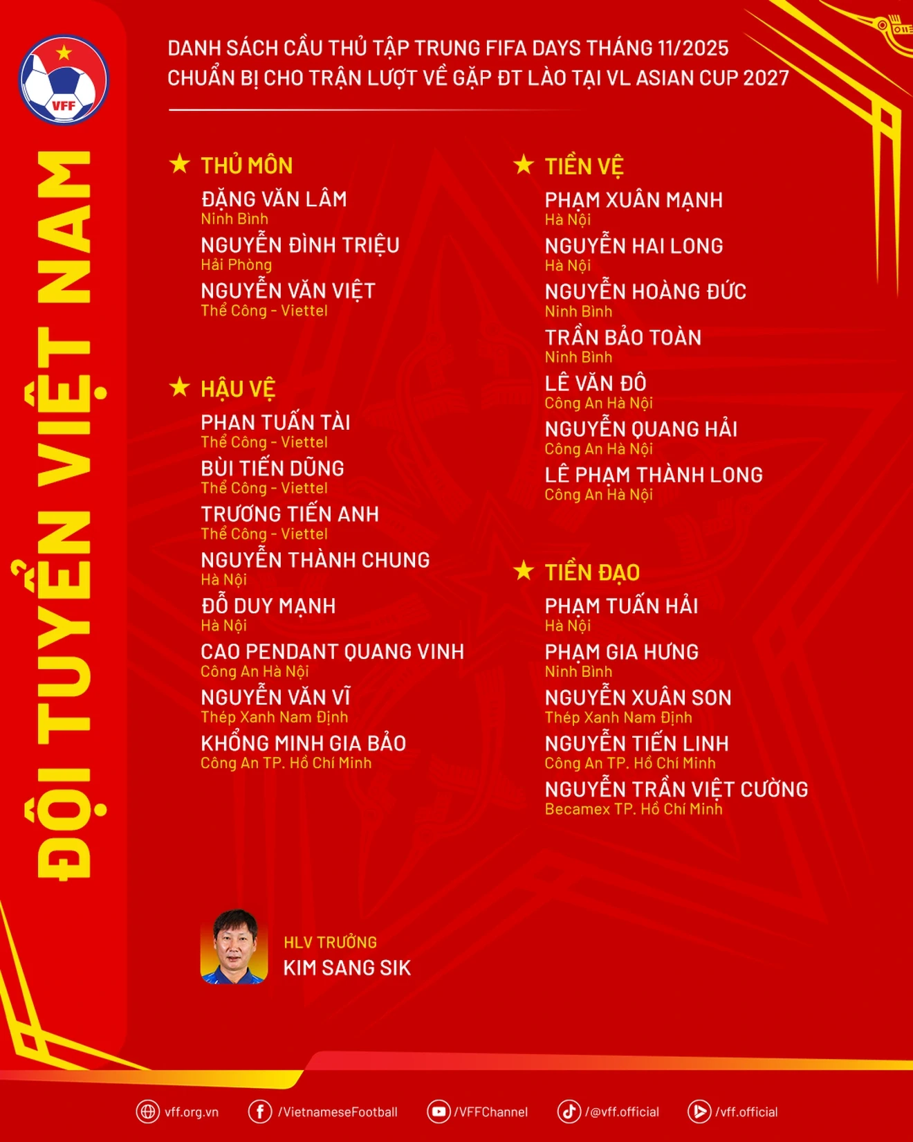 Xuân Son trở lại đội tuyển Việt Nam; Dembele và Yamal tái đấu ở giải The Best FIFA 2025