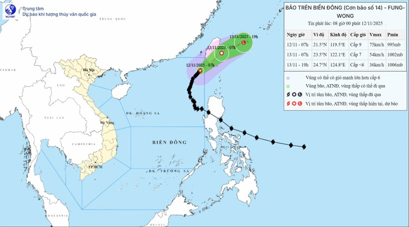 Bão số 14 suy yếu dần thành áp thấp nhiệt đới từ sáng 13/11