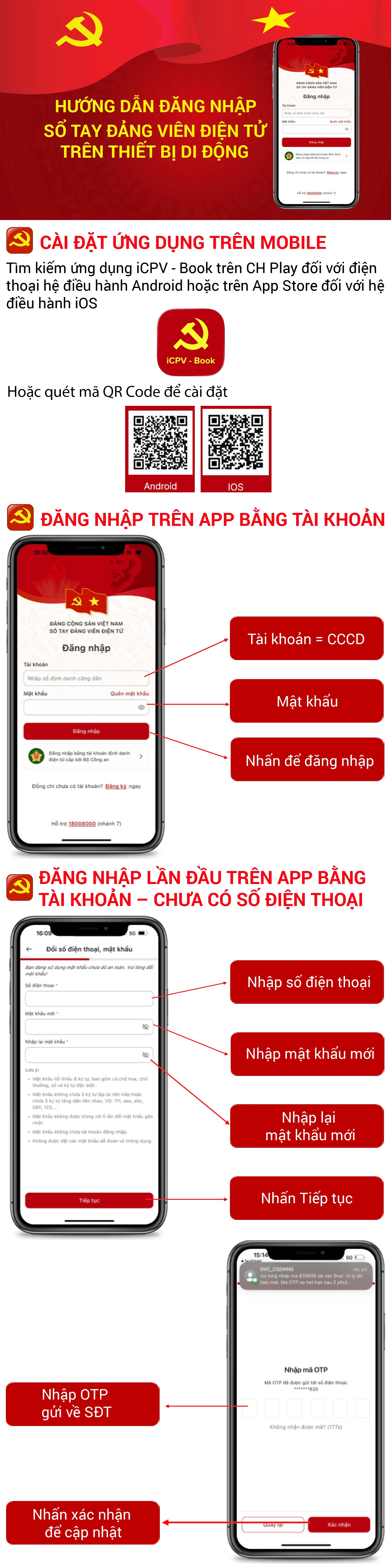 [Infographic] Hướng dẫn đăng nhập Sổ tay đảng viên trên thiết bị di động