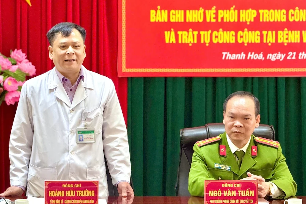 Ký kết ghi nhớ phối hợp đảm bảo an ninh, trật tự và trật tự công cộng tại Bệnh viện Đa khoa tỉnh Thanh Hóa