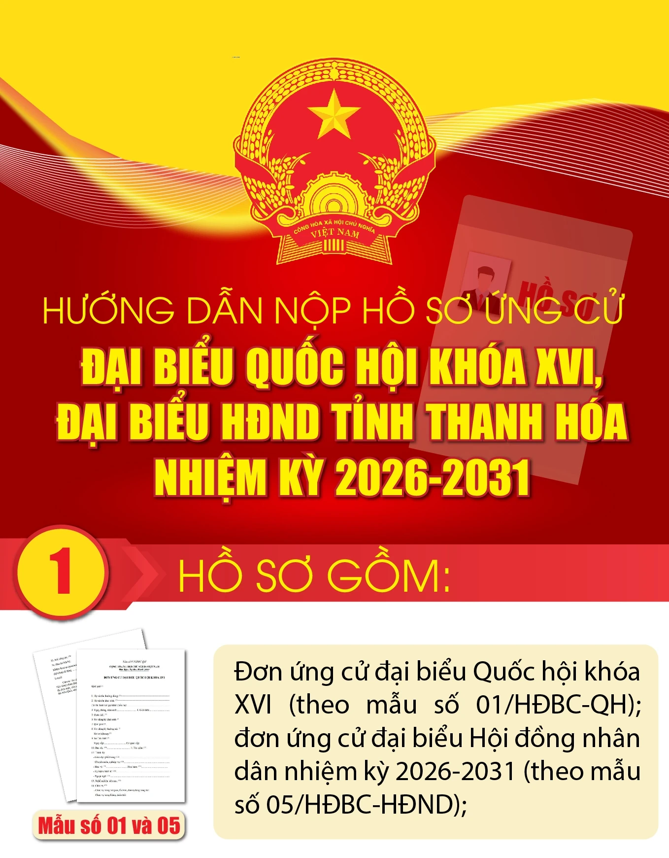 [Infographics]: Hướng dẫn nộp hồ sơ ứng cử Đại biểu Quốc hội khóa XVI, đại biểu HĐND tỉnh Thanh Hóa nhiệm kỳ 2026-2031