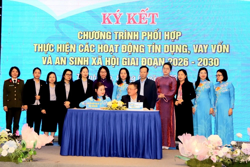 Hội LHPN tỉnh và Tổ chức Tài chính vi mô TNHH Thanh Hóa ký kết phối hợp giai đoạn 2026-2030