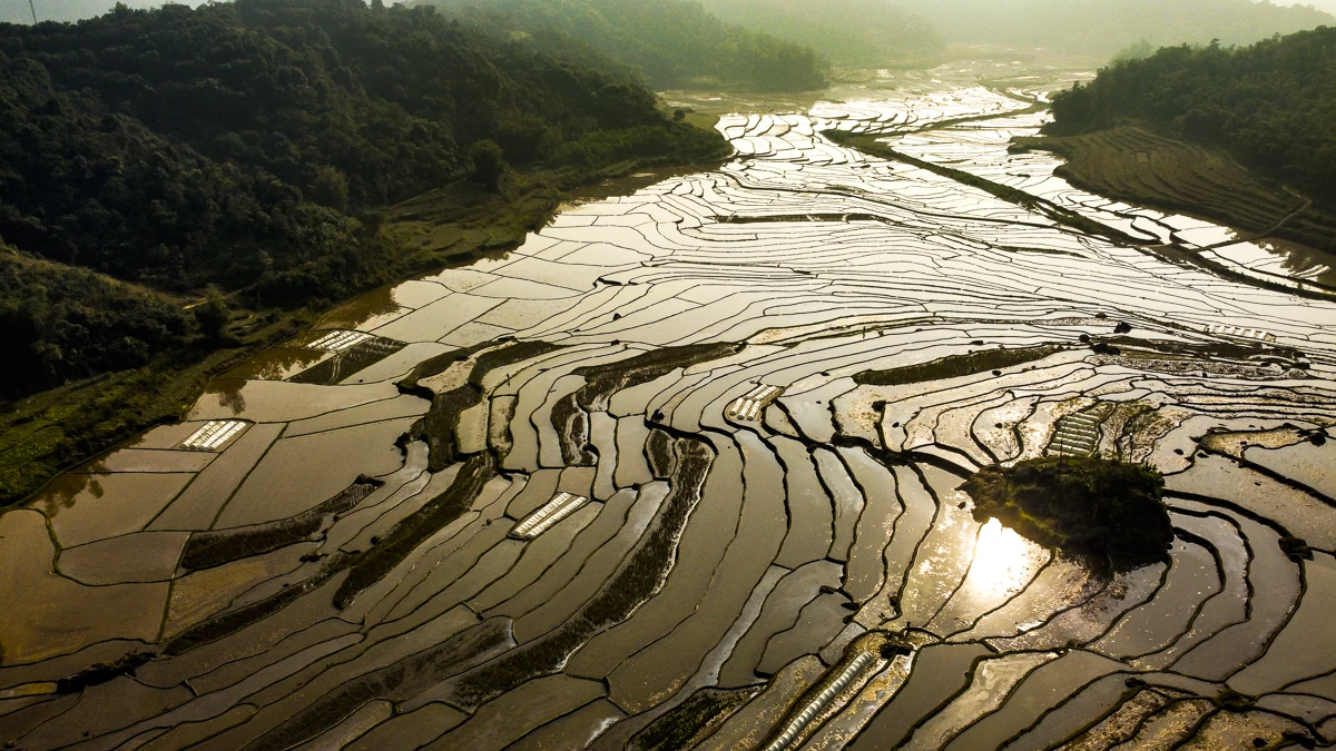 Ruộng bậc thang Pù Luông lung linh mùa nước đổ