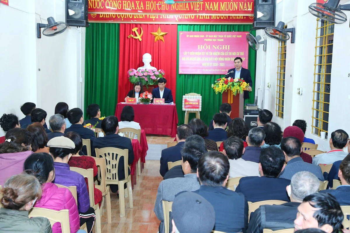 Cử tri Tổ dân phố Ba Đình 5 thống nhất giới thiệu 4 người ứng cử đại biểu HĐND các cấp nhiệm kỳ 2026-2031