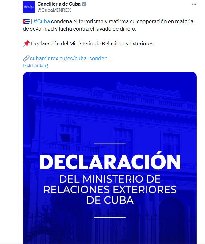 Cuba tái khẳng định thiện chí duy trì “đối thoại tôn trọng và có đi có lại” với Mỹ