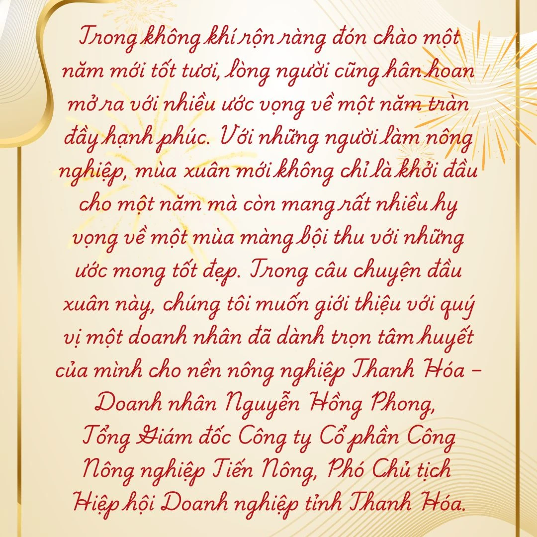 Trò chuyện đầu xuân: Tư duy doanh nhân và khát vọng nông nghiệp bền vững