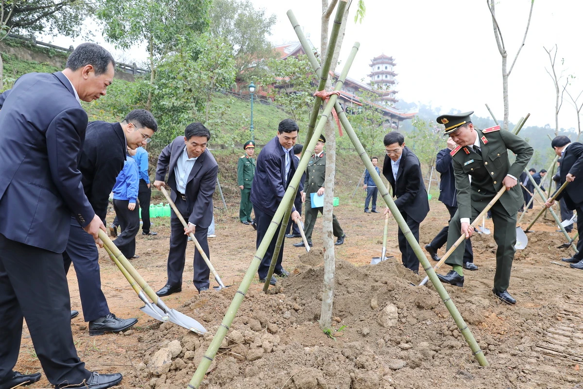Các đồng chí lãnh đạo tỉnh dự Lễ phát động “Tết trồng cây đời đời nhớ ơn Bác Hồ” xuân Bính Ngọ