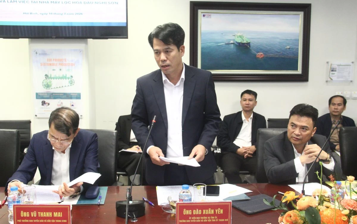 Đoàn công tác Ban Tuyên giáo và Dân vận Trung ương làm việc tại Công ty TNHH lọc hóa dầu Nghi Sơn