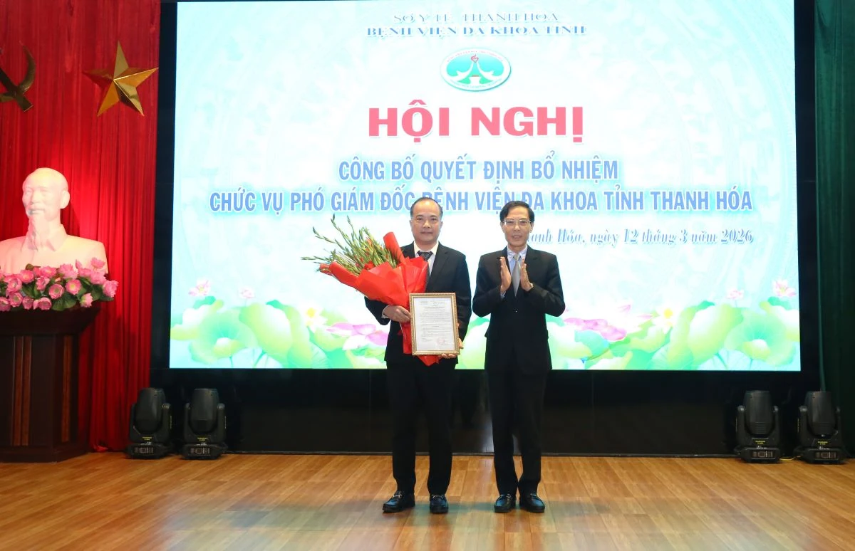 Bổ nhiệm Phó Giáo sư, Tiến sĩ Trương Thanh Tùng giữ chức Phó Giám đốc Bệnh viện Đa khoa tỉnh Thanh Hóa