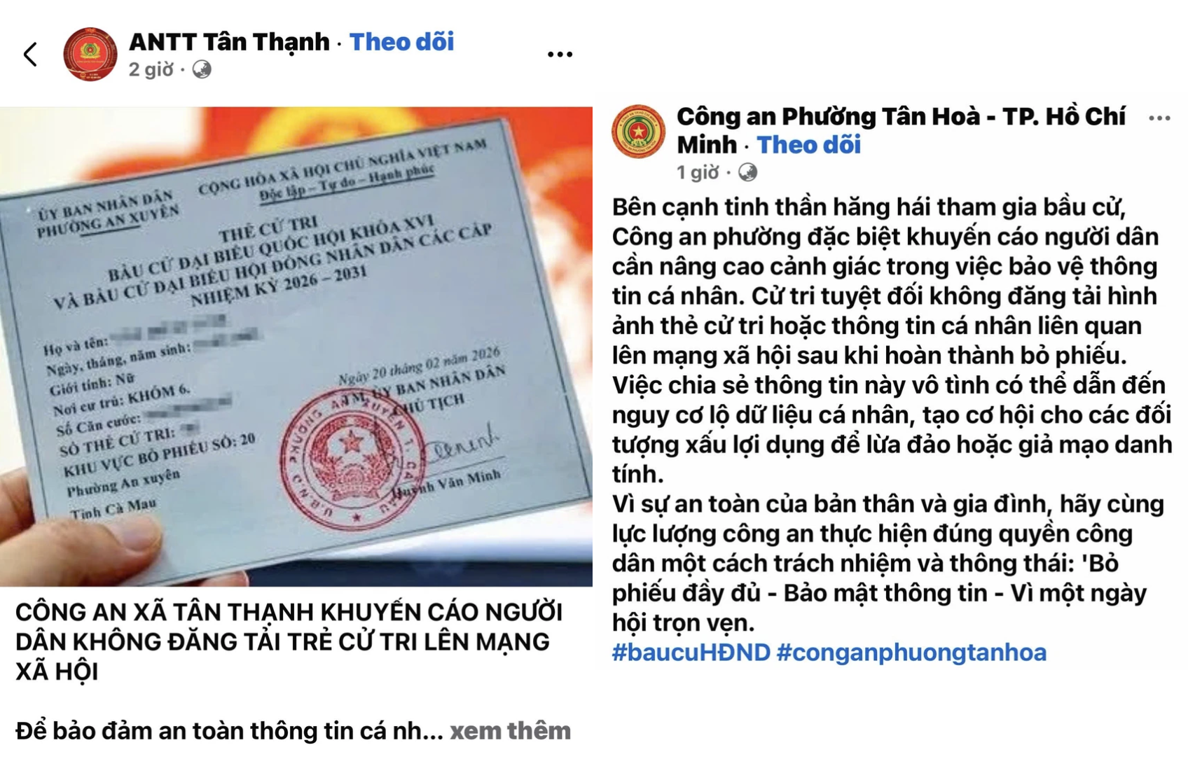 Bỏ phiếu xong, người dân không nên đăng ảnh thẻ cử tri lên mạng