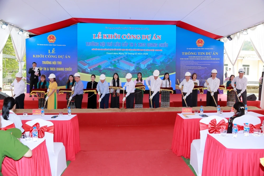 [Cập nhật] - Thanh Hóa khởi công đồng loạt 10 trường phổ thông nội trú liên cấp tại các xã biên giới