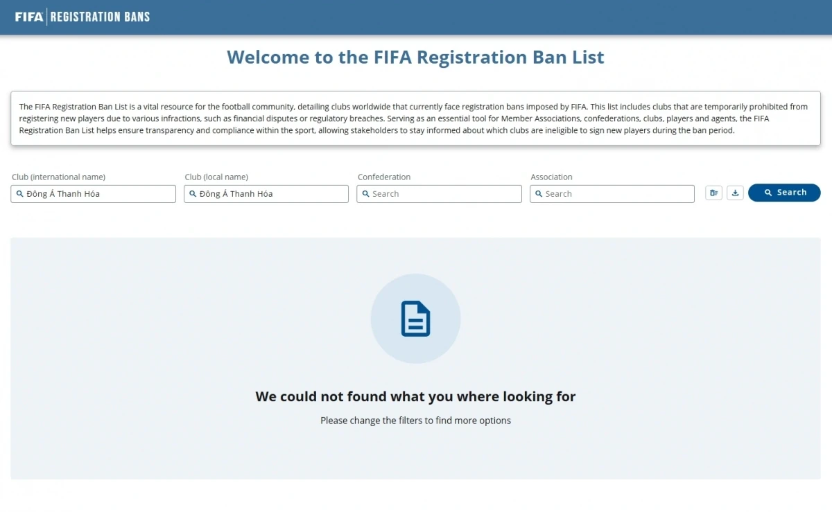 CLB Đông Á Thanh Hóa chính thức được gỡ án phạt từ FIFA