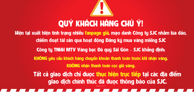 Các doanh nghiệp kinh doanh vàng đồng loạt đưa ra cảnh báo về fanpage giả mạo