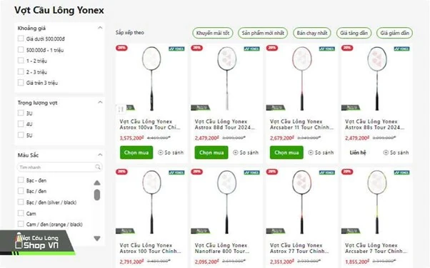 Vợt Cầu Lông Shop - Hệ thống cửa hàng cầu lông top đầu Việt Nam