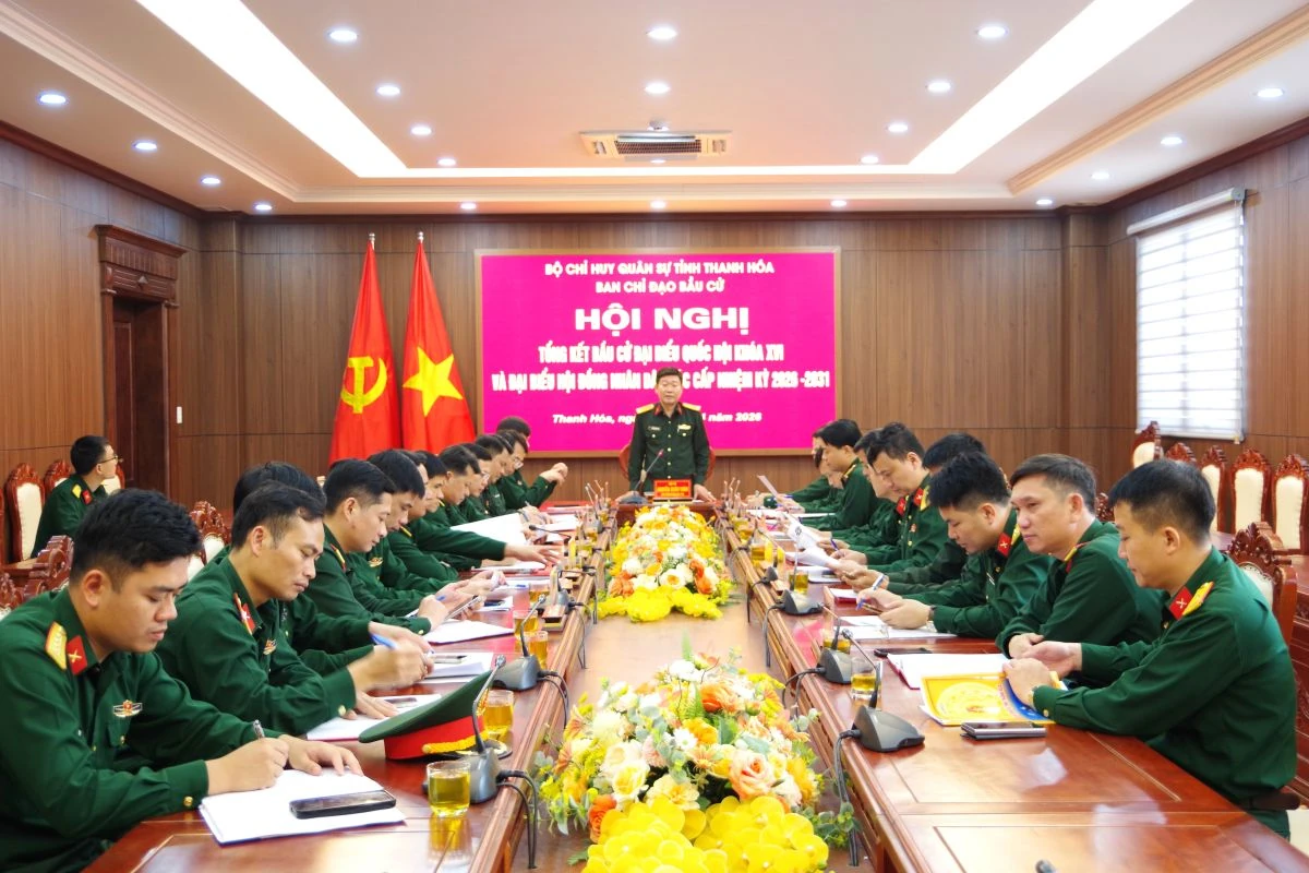 Bộ CHQS tỉnh Thanh Hóa tổng kết bầu cử đại biểu Quốc hội khóa XVI và HĐND các cấp