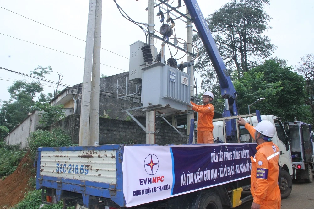 Công ty Điện lực Thanh Hóa diễn tập phòng chống thiên tai và tìm kiếm cứu nạn năm 2026