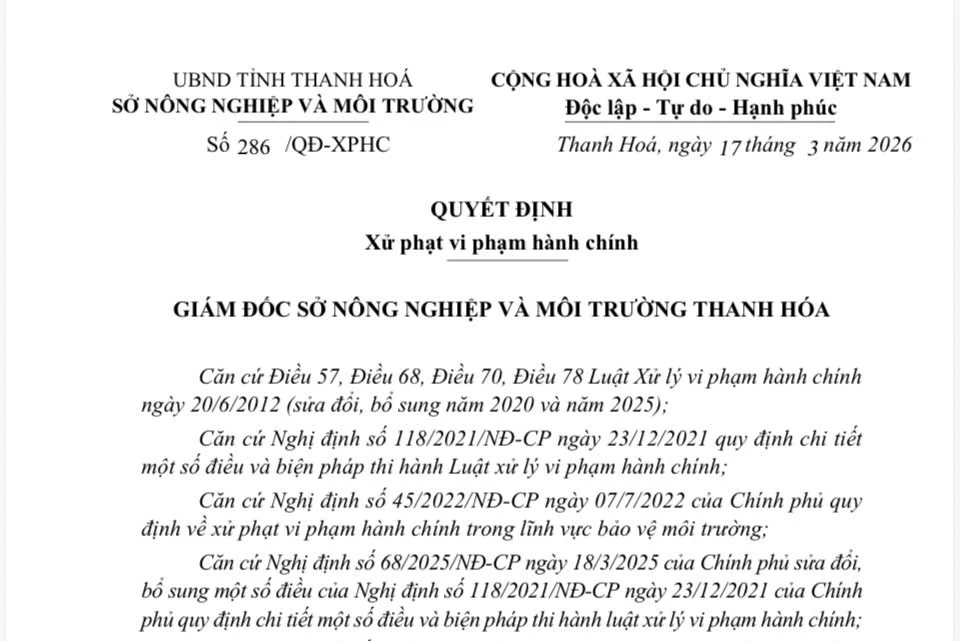 Xử phạt hơn 400 triệu đồng doanh nghiệp chăn nuôi xả thải vượt quy chuẩn