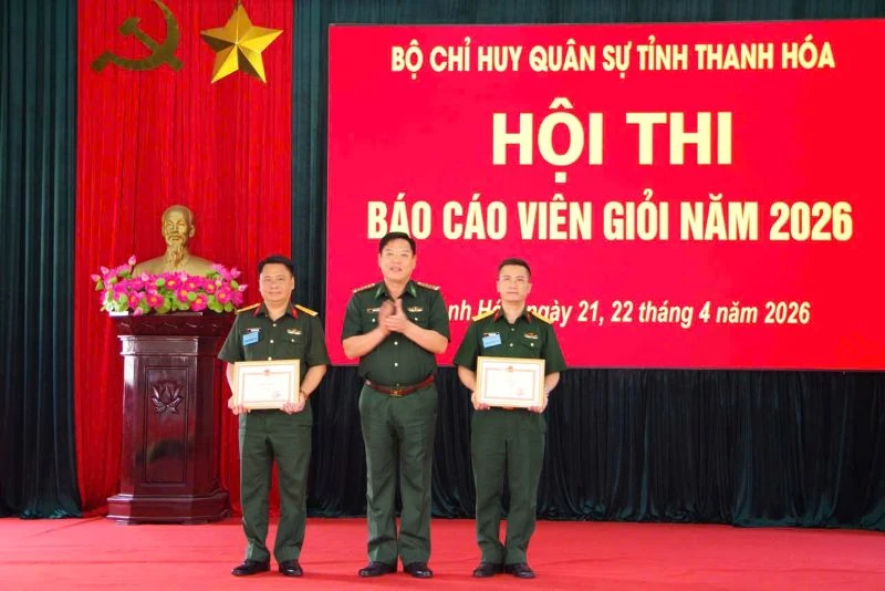 Bộ CHQS tỉnh: Bế mạc Hội thi Báo cáo viên giỏi năm 2026