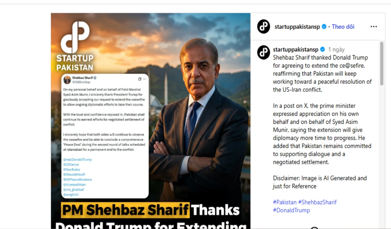 Pakistan hoan nghênh việc Mỹ gia hạn ngừng bắn với Iran