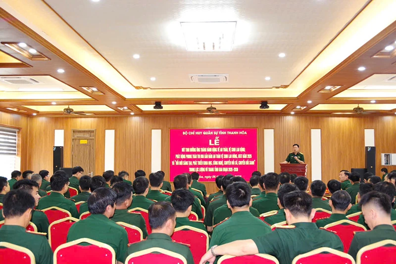 Bộ CHQS tỉnh Thanh Hóa: Mít tinh hưởng ứng Tháng hành động về an toàn, vệ sinh lao động năm 2026