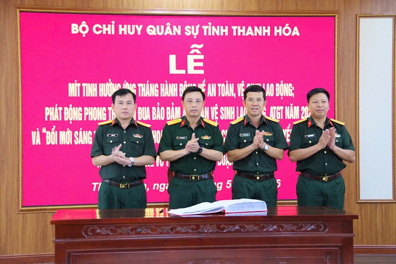 Bộ CHQS tỉnh Thanh Hóa: Mít tinh hưởng ứng Tháng hành động về an toàn, vệ sinh lao động năm 2026