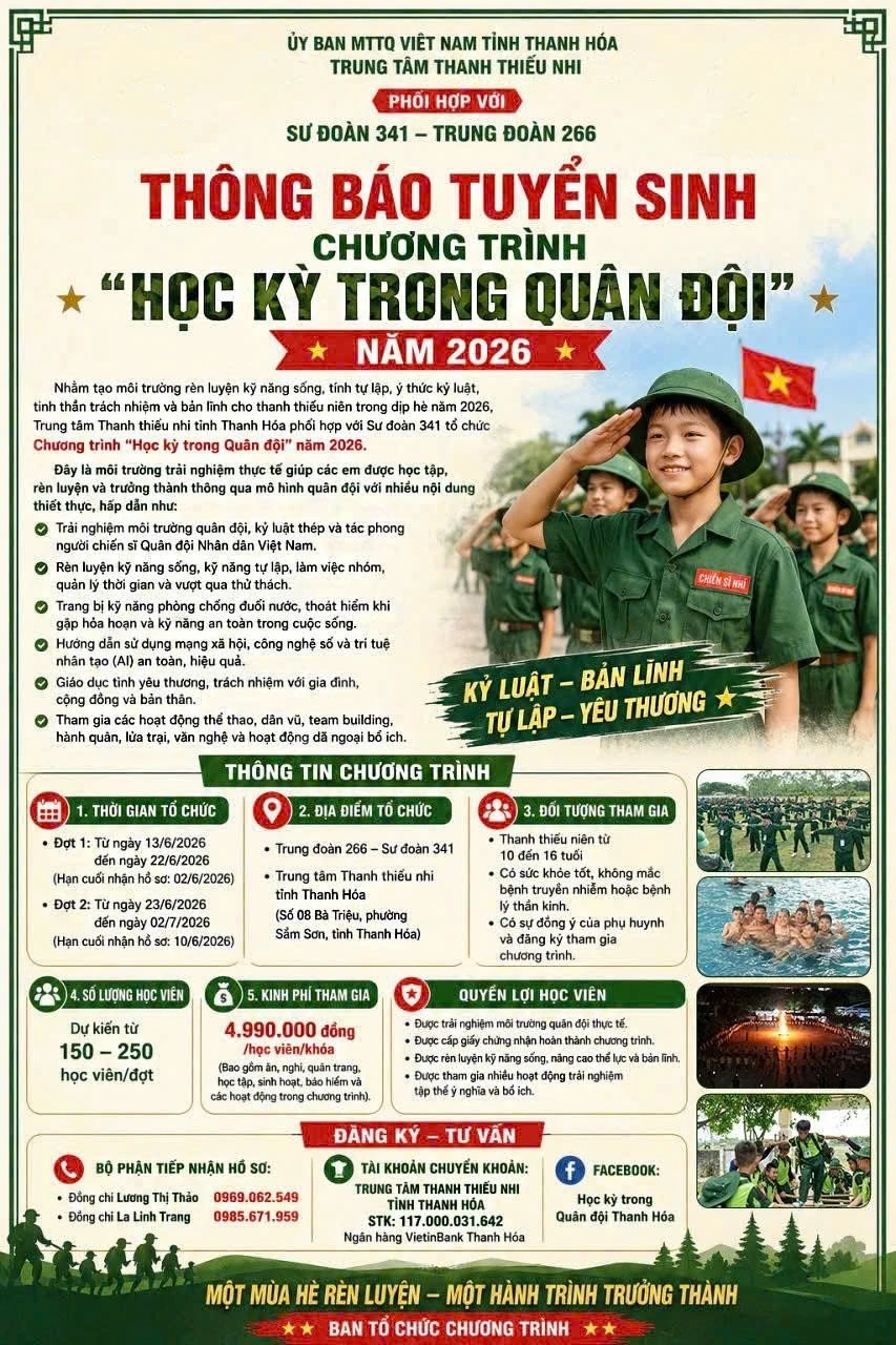 Thông báo tuyển sinh chương trình “Học kỳ trong quân đội” năm 2026