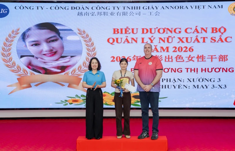 Công ty TNHH Giầy Annora Việt Nam biểu dương công nhân viên ưu tú và nữ cán bộ quản lý xuất sắc năm 2026
