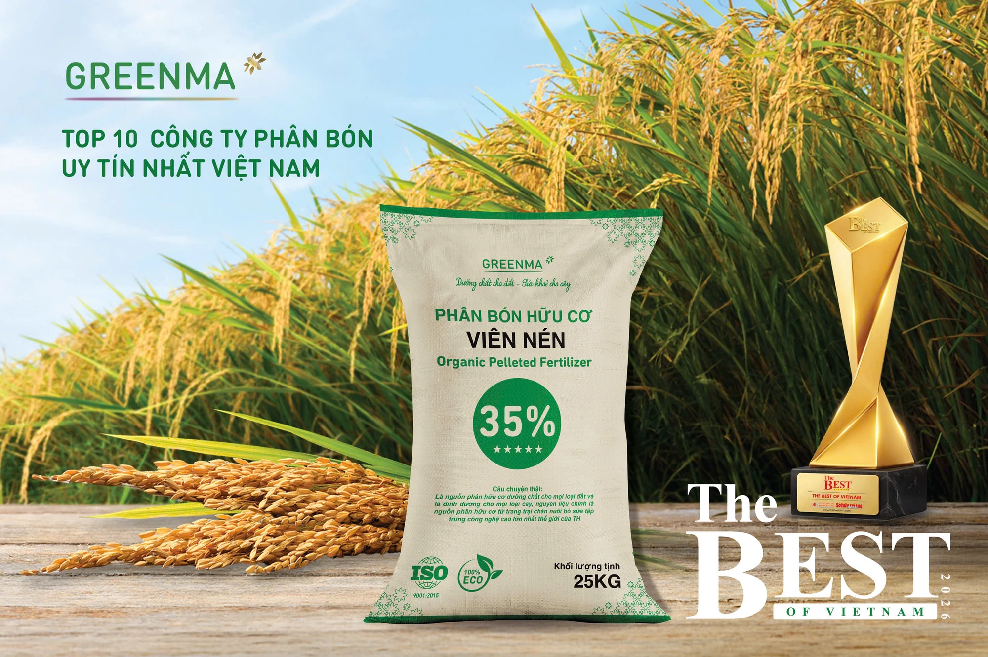Phân bón hữu cơ Greenma được vinh danh tại The Best of Vietnam 2026