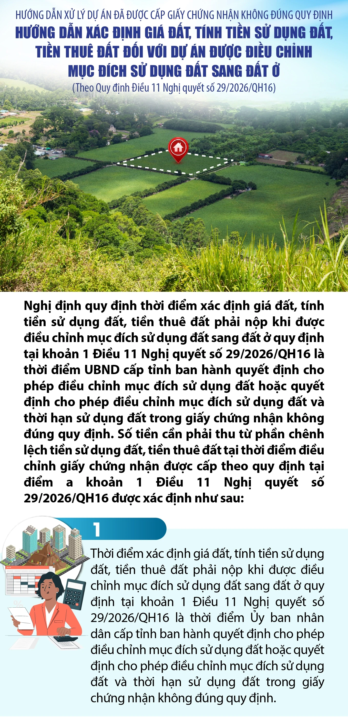 Hướng dẫn xác định giá đất, tính tiền sử dụng đất, tiền thuê đất đối với dự án được điều chỉnh mục đích sử dụng đất sang đất ở