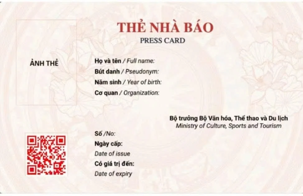 Bộ Văn hóa, Thể thao và Du lịch ban hành mẫu thẻ nhà báo 2026