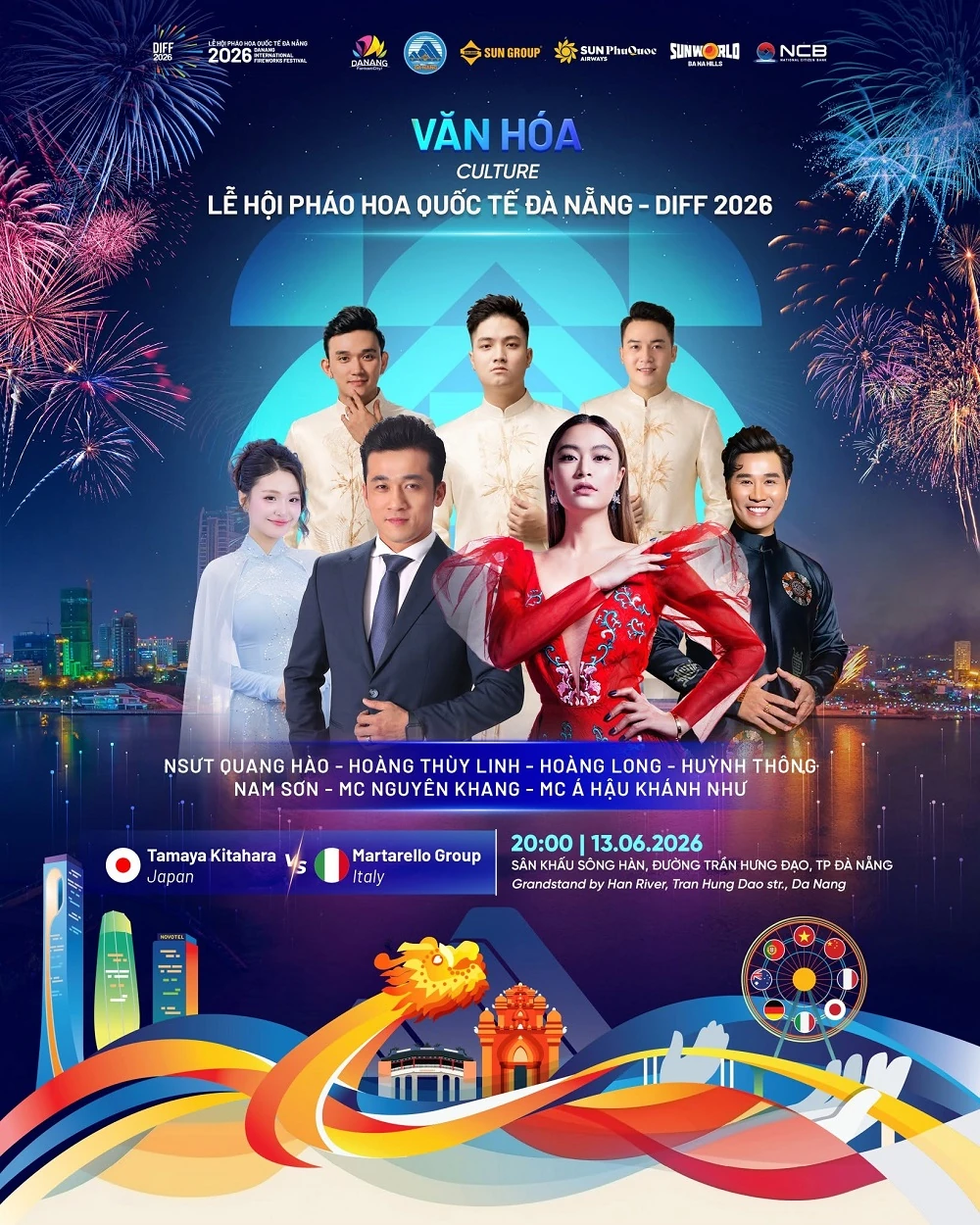 Dàn nghệ sĩ Việt sẽ bùng nổ tại đêm thi thứ ba Lễ hội pháo hoa Quốc tế Đà Nẵng DIFF 2026