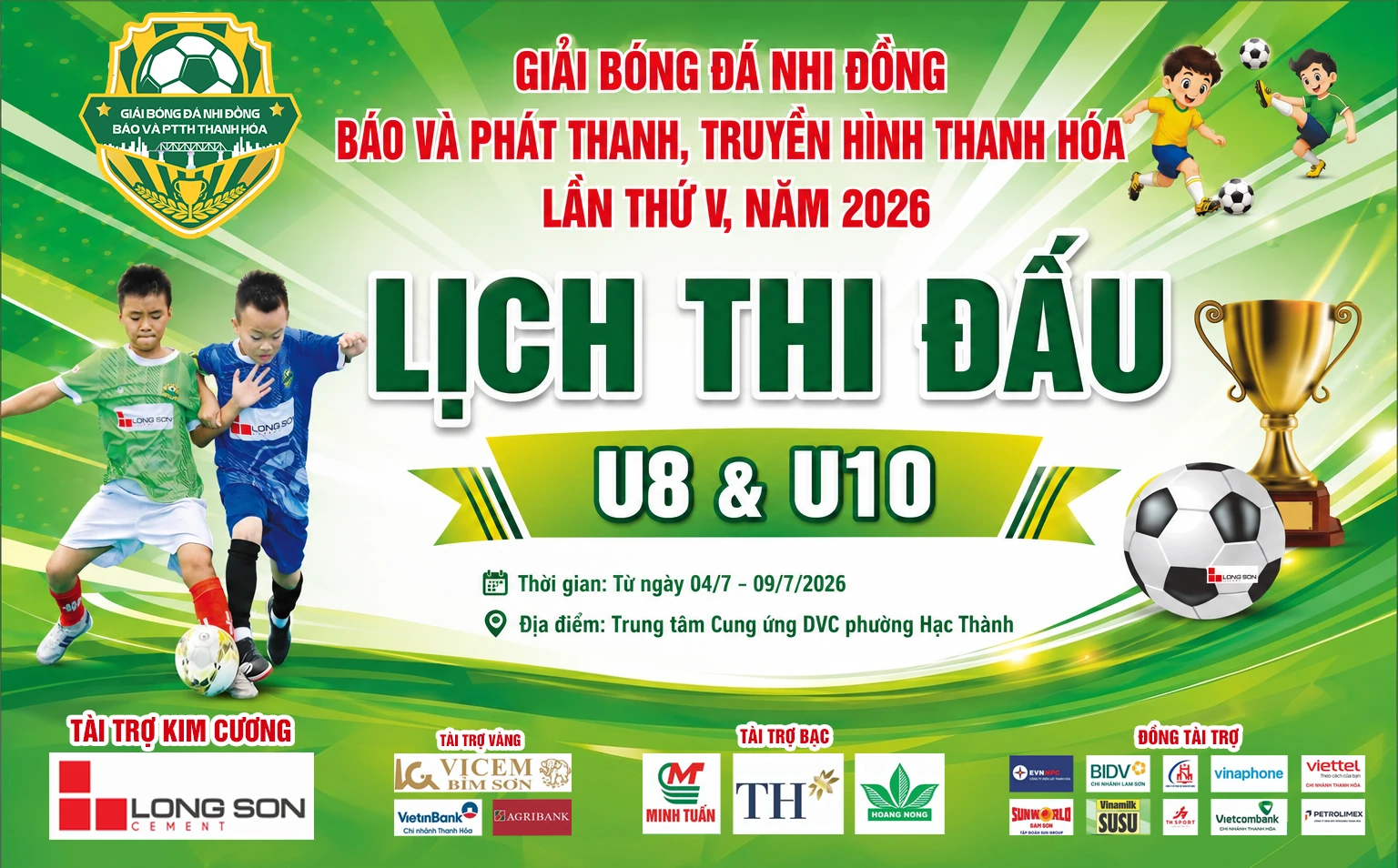 Lịch thi đấu Giải bóng đá Nhi đồng Cúp Báo và Phát thanh, truyền hình tỉnh Thanh Hóa lần thứ V, năm 2026