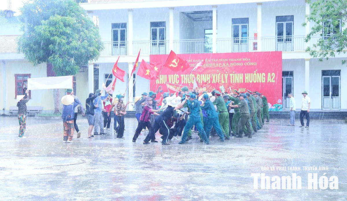Diễn tập tác chiến trong khu vực phòng thủ xã Nông Cống