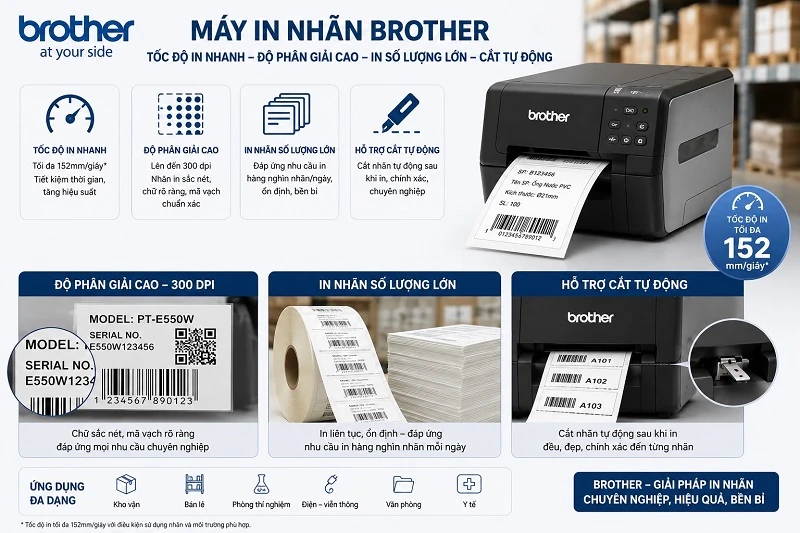 Review top 5 máy in nhãn Brother bán chạy nhất giá từ 3 đến 12 triệu
