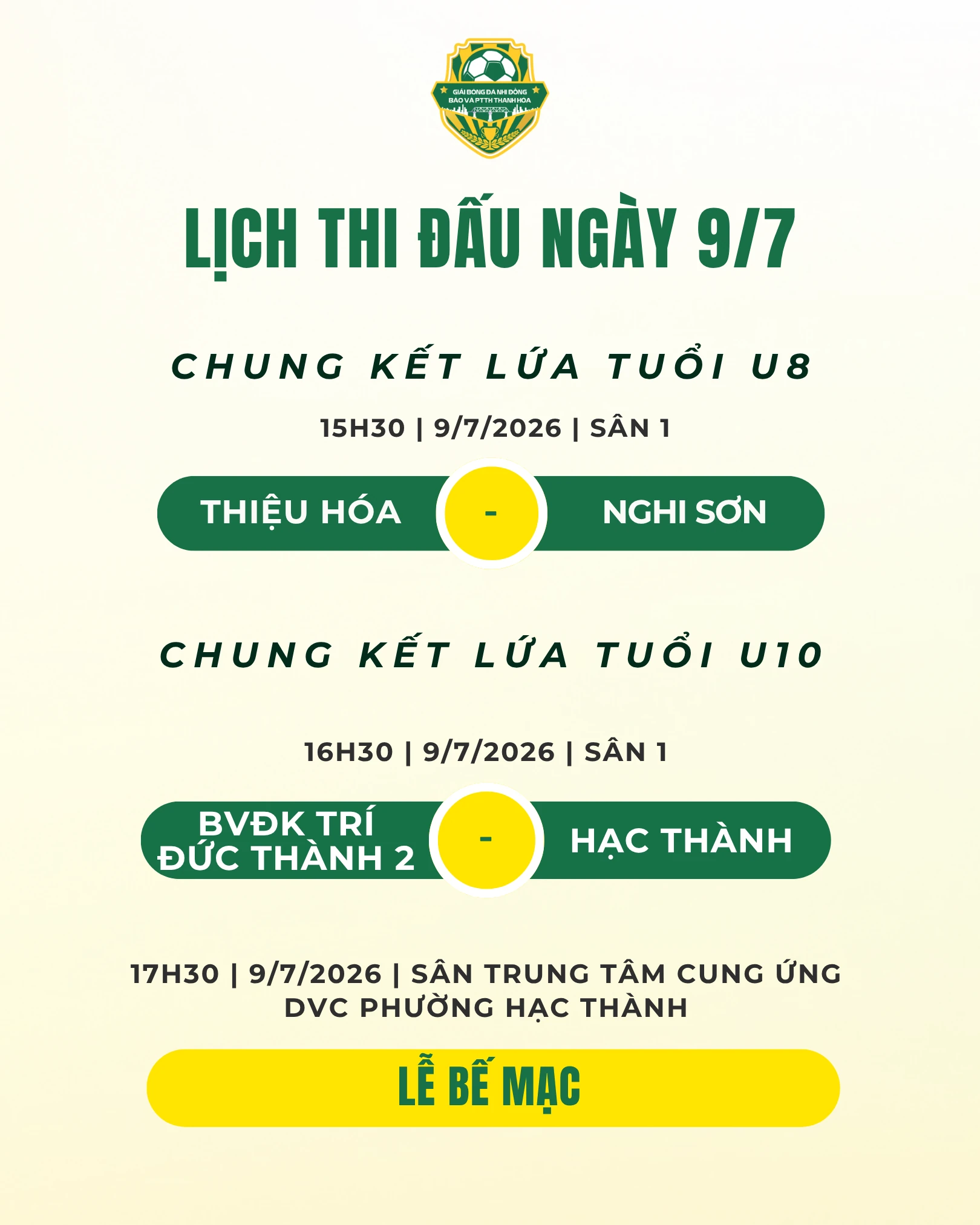 Lịch thi đấu ngày 9/7: Chức vô địch gọi tên ai?