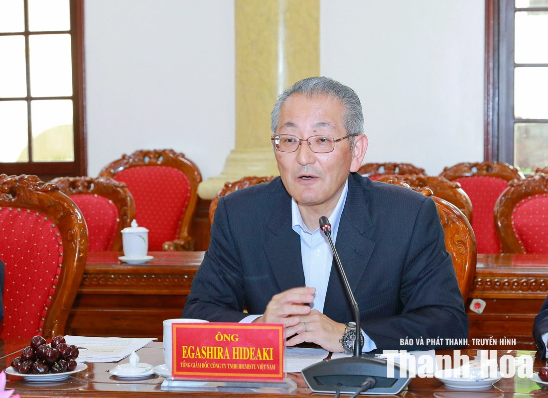 Bí thư Tỉnh ủy Lê Đức Thái tiếp và làm việc với Tổng Giám đốc Công ty TNHH Idemitsu Việt Nam