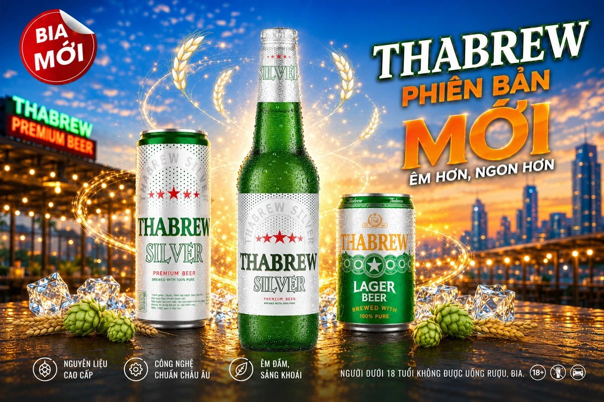 Ra mắt bia chai Thabrew Silver phiên bản mới và bia lon Thabrew Lager 250ml