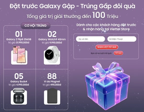 Viettel Store mở đặt trước Galaxy Z Flip8, Z Fold8, Z Fold8 Ultra: Ưu đãi lớn, hấp dẫn