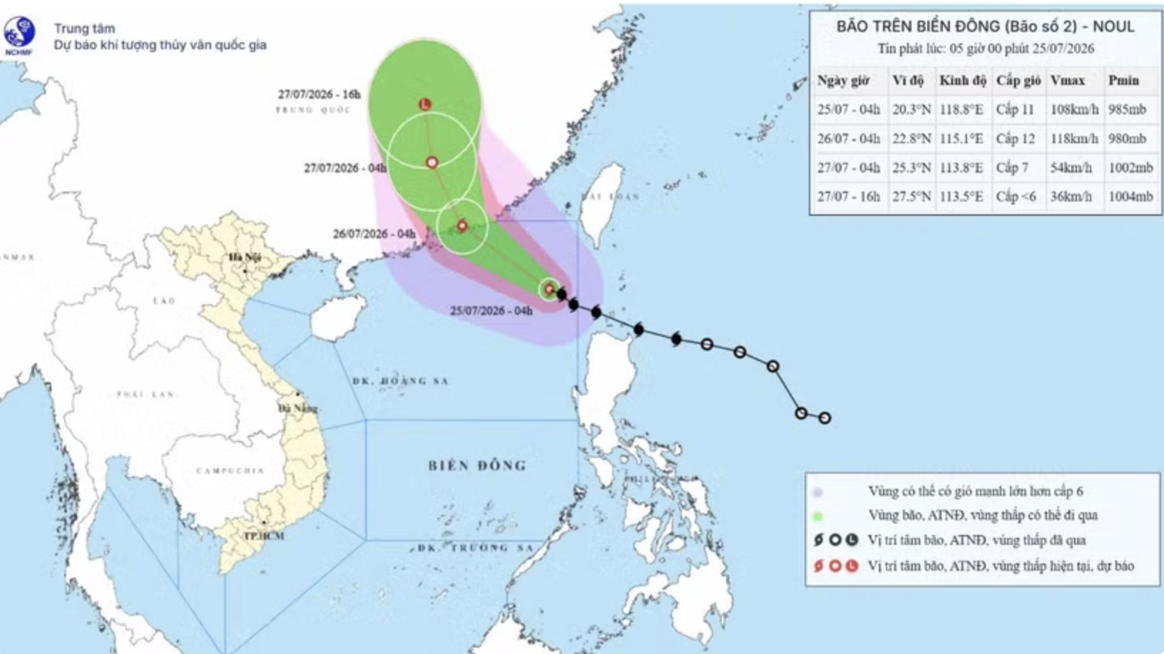 Bão Noul đi Biển Đông và trở thành bão số 2 trong năm 2026