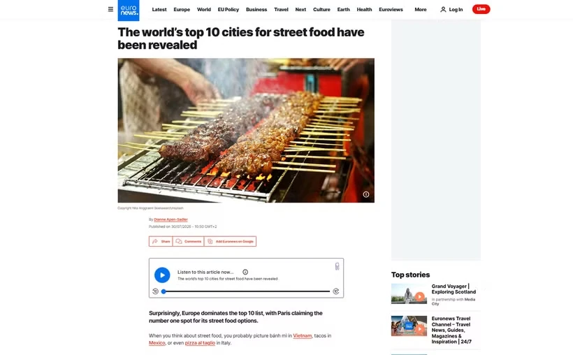 Hà Nội vào top 10 thành phố có ẩm thực đường phố hấp dẫn nhất thế giới