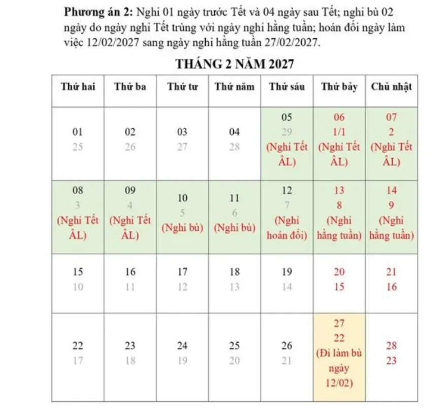 Bộ Nội vụ đề xuất nghỉ 7 ngày liên tục dịp Tết Nguyên đán 2027