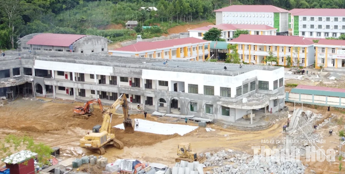 Cận cảnh trường phổ thông nội trú liên cấp tiểu học và THCS sắp hoàn thành đầu tiên ở Thanh Hóa